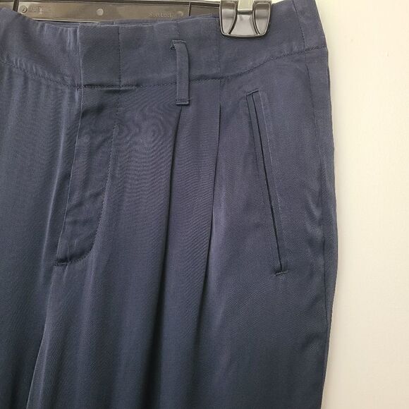 GAP Flowy Satin Ankle Pants – Navy, Size 8 - Picture 3 of 8